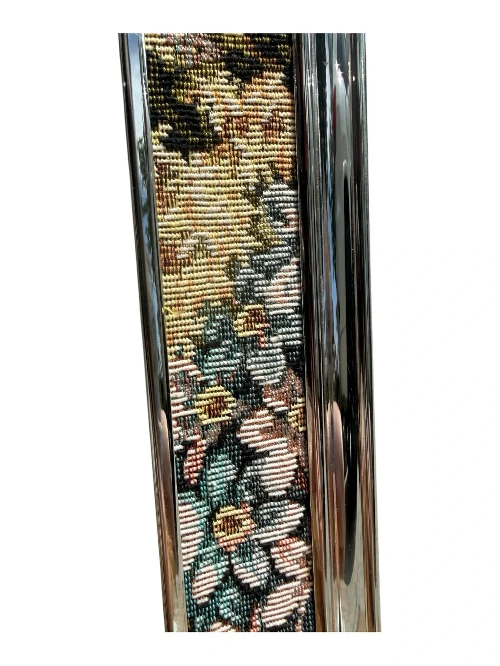 Vintage Floral Tapestry Picture Frame Silver Tone 5x7 Tabletop Cottage Decor